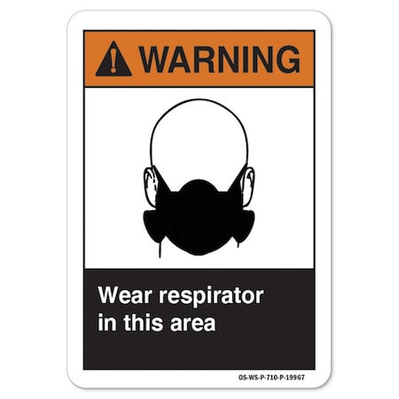 Signmission ANSI , Wear Respirator In This Area, 14in X 10in Peel And Stick Wall Graphic, WS-RD-1014-L-19967 OS-WS-RD-1014-L-19967